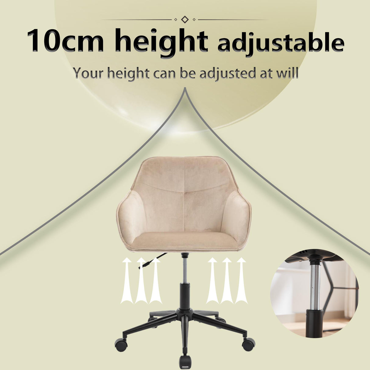 Velvet Office Desk Chair, Modern Home Desk Chair with Wheels , Vanity Chairs for Living Room, Bedroom,Study Room - V.I.P Digital Presence