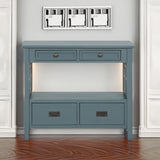 36'' Farmhouse Pine Wood Console Table Entry Sofa Table with 4 Drawers & 1 Storage Shelf ( Blue) - V.I.P Digital Presence