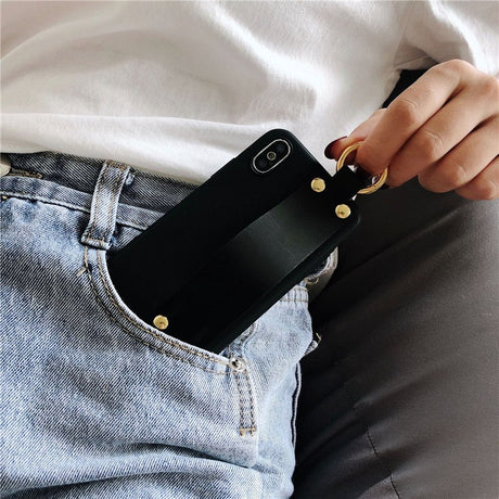 Plain Case Grip Strap For iPhone X 6s 6 8 Plus 7 Kickstand Holder Finger Ring Purple Matte Soft Silicon Capa - V.I.P Digital Presence