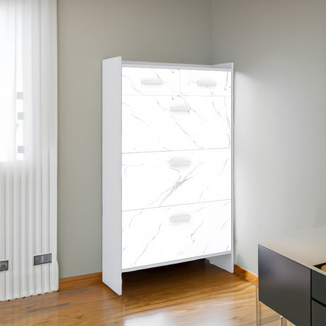 High Glossy Marble Color Doors Shoe Rack 3 Doors Shoe Cabinet With 2 Drawers - V.I.P Digital Presence