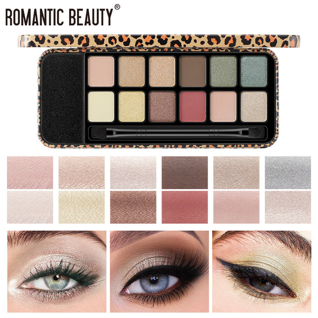 Romantic Beauty Multicolor Leopard Eye Shadow Plate Pearlescent Matte Glitter Powder Eye Shadow With Black Eye Shadow Brush - V.I.P Digital Presence