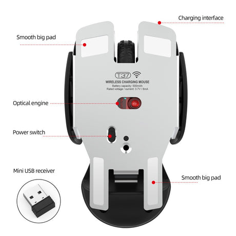 New USB wireless mouse 1600DPI rechargeable office mouse desktop laptop accessories - V.I.P Digital Presence