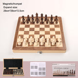Ajedrez magnético plegable de madera maciza, juego de ajedrez de doble reina, juego de mesa para adultos, rompecabezas para niños, juguete