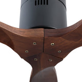 52" YUHAO Farmhouse Rustic Ceiling Fan without Light - Matte Black with Solid Wood Blade - V.I.P Digital Presence