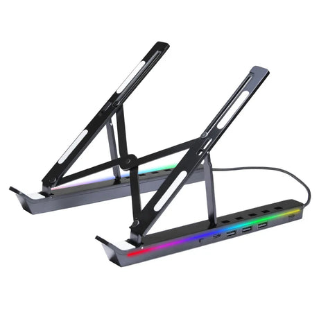 RGB Laptop Stand Adjustable 6 Gear Height Heat Dissipation USB Type-c Hub Ergonomic Notebook Holder for MacBook Tablet Phone - V.I.P Digital Presence