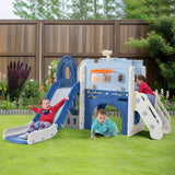 9-1 Toddler Slide Set,Kids Slide for Toddlers Ages 1+, Basketball Hoop, Tunnel and Storage Space, Pirate Ship Themed Slide - V.I.P Digital Presence