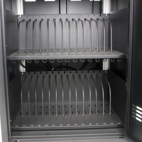 Mobile Charging Cart and Cabinet for Tablets Laptops 30-Device With Combination Lock--Black - V.I.P Digital Presence