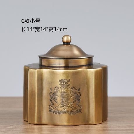 Brass vintage storage box, coffee can, chocolate candy can, tea can, decorative tabletop ornament - V.I.P Digital Presence