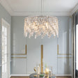 Deluxe round silver crystal chandelier, modern rectangular chandelier (excluding light bulbs) - V.I.P Digital Presence