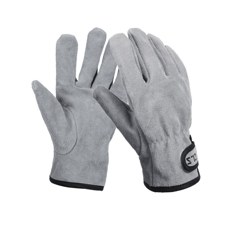 Guantes de barbacoa para picnic al aire libre, de cuero, resistentes al desgaste, con aislamiento térmico y antiescaldaduras.