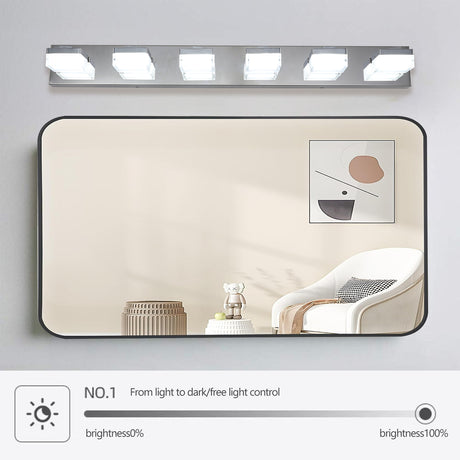 Modern 6-Light Chrome LED Vanity Mirror Light Fixture For Bathrooms And Makeup Tables - V.I.P Digital Presence