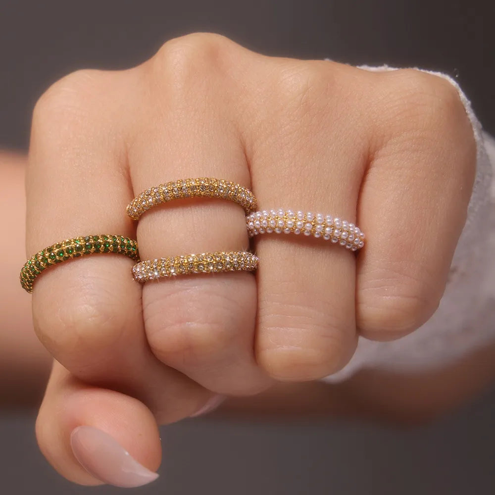 Zircon Light Luxury Ring Stainless Steel PVD Plated Finger Ring Jewelry - V.I.P Digital Presence