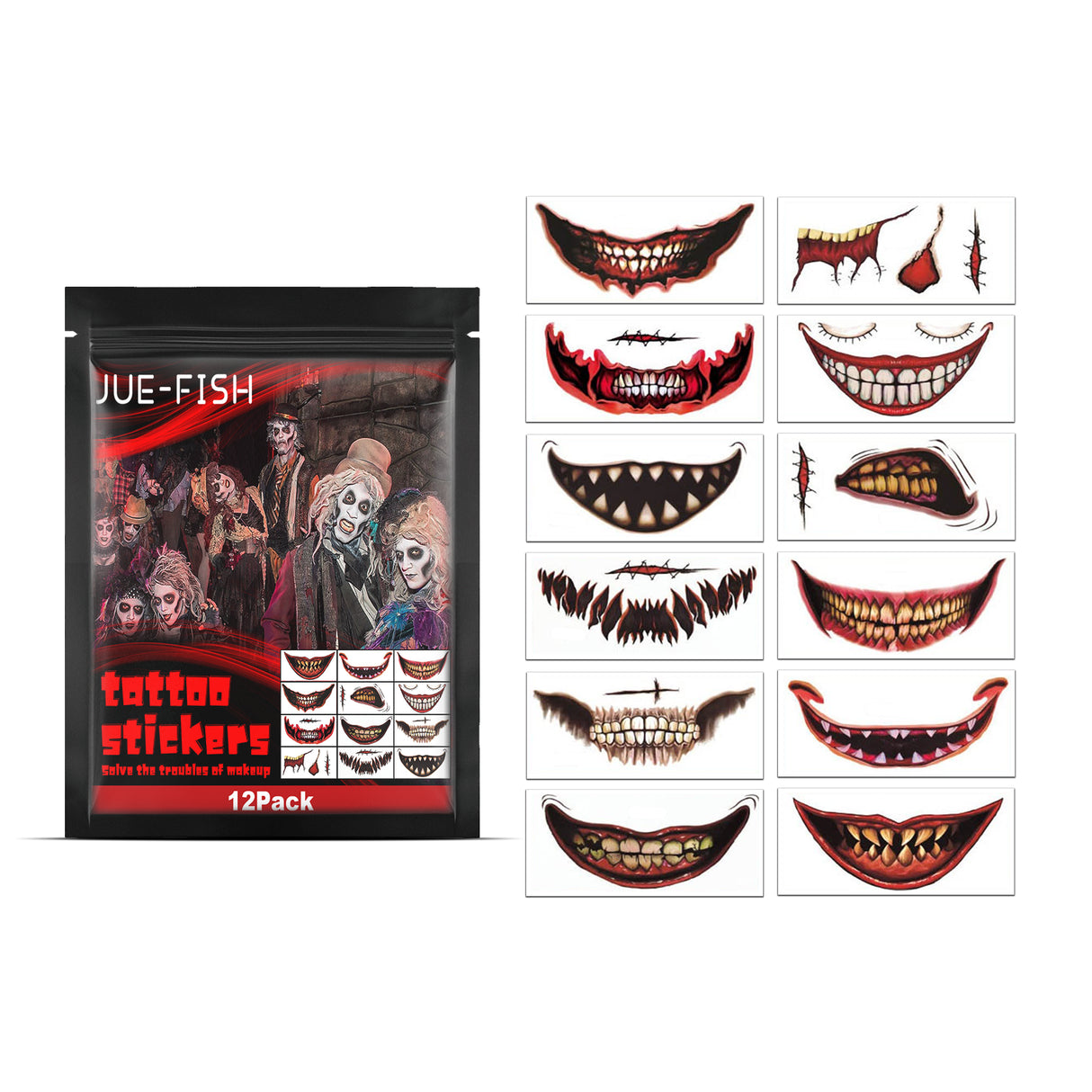 Halloween Tattoo Stickers, Halloween Horror Party Party Makeup Decorative Mouth Tattoo Stickers - V.I.P Digital Presence