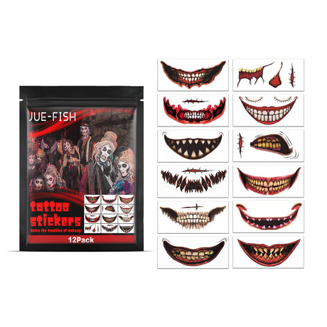 Halloween Tattoo Stickers, Halloween Horror Party Party Makeup Decorative Mouth Tattoo Stickers - V.I.P Digital Presence