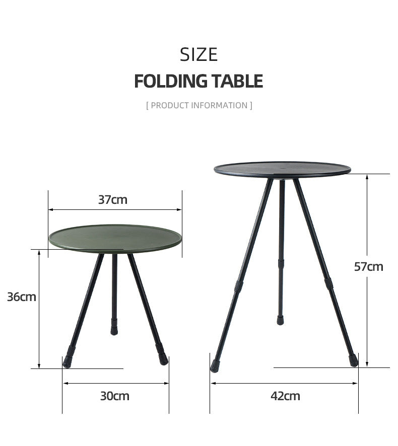 Muebles de exterior para balcón, ligeros, portátiles, de aluminio, altura ajustable, pequeños, redondos, plegables, para picnic y camping.