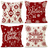 Christmas red ball pillow cover Christmas holiday themed home decoration pillowcase linen waist pillow - V.I.P Digital Presence