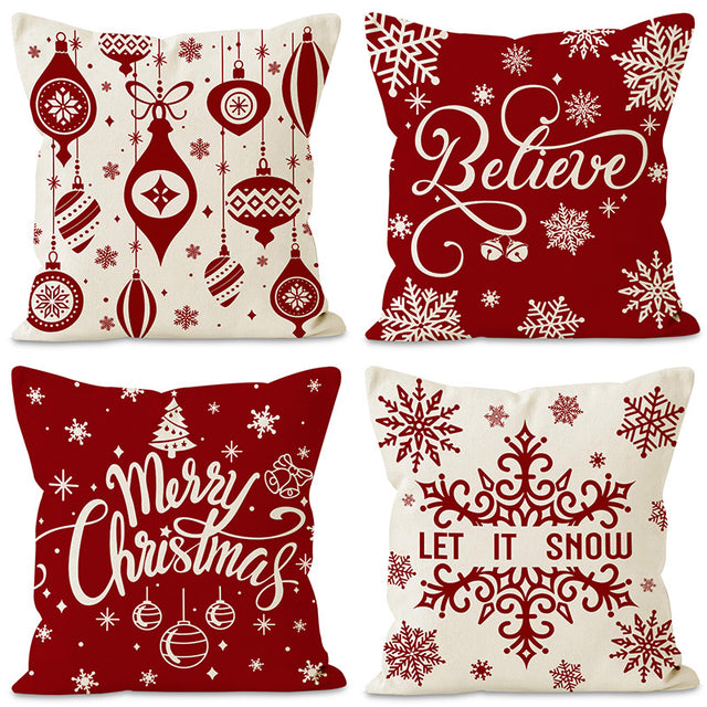 Christmas red ball pillow cover Christmas holiday themed home decoration pillowcase linen waist pillow - V.I.P Digital Presence