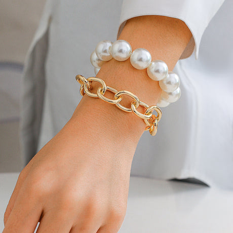 Hot selling geometric bead bracelet for women's fashion, exaggerated large round bead imitation pearl Bracelet - V.I.P Digital Presence