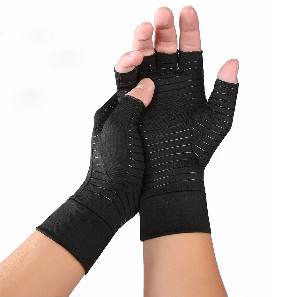 Indoor Writing Copper Fiber Health Care Half Finger Rehabilitation Training Joint Pain Relief Gloves Pressure Gloves - V.I.P Digital Presence