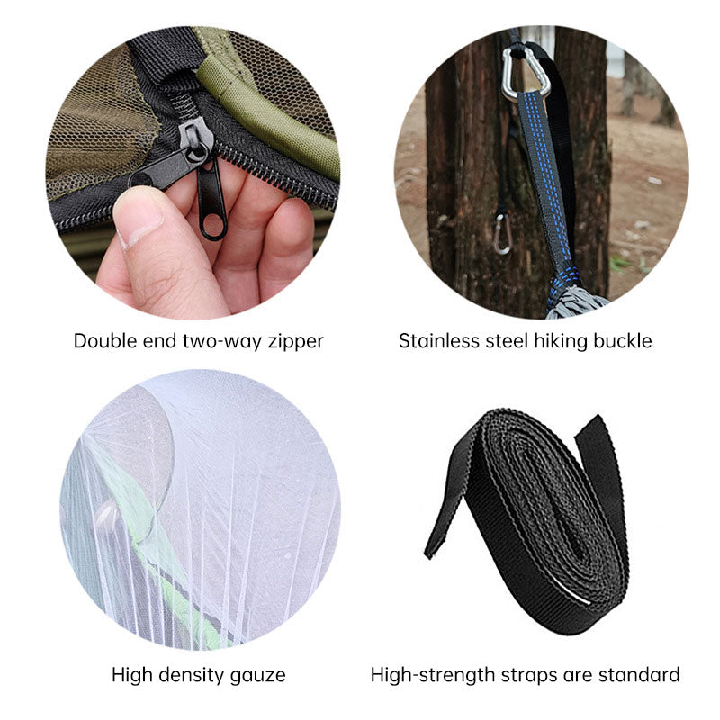 Hamaca con mosquitera de apertura rápida y automática para acampar al aire libre, hamaca con mosquitera de nailon antivuelco