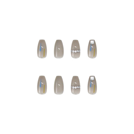 Transparent Gray Manicure Niche High-End Square Drill Wearing Nails Fake Nails Removable Nail Stickers Nail Stickers Finished Nails - V.I.P Digital Presence