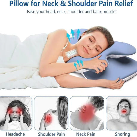 Ice Silk Pillowcase Ergonomic Cervical Pillow Memory Foam Pillow Neck Pain Relief Comes Adjustable Home for Back Side Sleepers - V.I.P Digital Presence