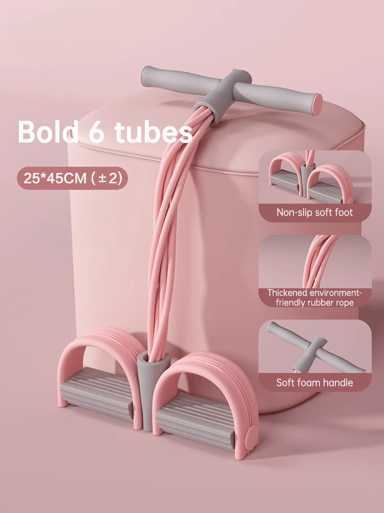 Bandas elásticas de 6 tubos para pedales, con función de tensión, para ejercicios de abdominales, cintas elásticas para el hogar.
