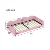 Twin size Upholstered Daybed, Sherpa Fabric Sofabed with Cloud-Shaped Backrest, No Box-spring Needed, Pink - V.I.P Digital Presence