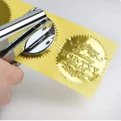 45/50mm blank circular gold silver red/cowhide gear shaped pliers steel seal sticker certificate stamp - V.I.P Digital Presence