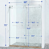 56-60 "wide x 75" high frameless double sliding shower door, 304 stainless steel chrome plated, 8mm thick SGCC tempered transpar - V.I.P Digital Presence