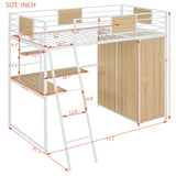 Twin Size Loft bed with L-shape Desk and Wardrobe, White - V.I.P Digital Presence