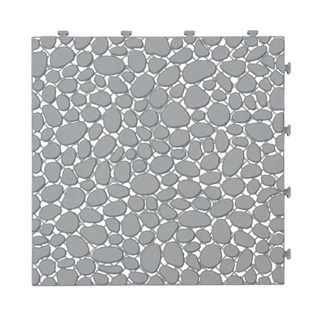 12 x 12 inch gray interlocking deck tiles, plastic waterproof pebble pattern, pack of 12 pieces - V.I.P Digital Presence