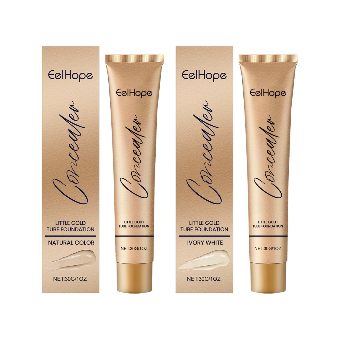 Small Gold Tube Foundation Concealer, Natural Lightweight Skin Concealer Not Easy To Remove Makeup Moisturizing Liquid Foundation - V.I.P Digital Presence