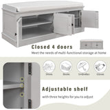 TREXM storage table with 4 doors and adjustable shelves and detachable cushioned shoe stand(Gray Wash)