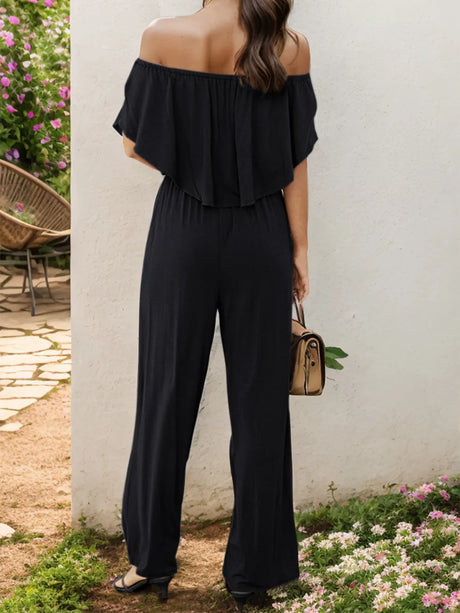 Off-Shoulder Wide Leg Jumpsuit - V.I.P Digital Presence