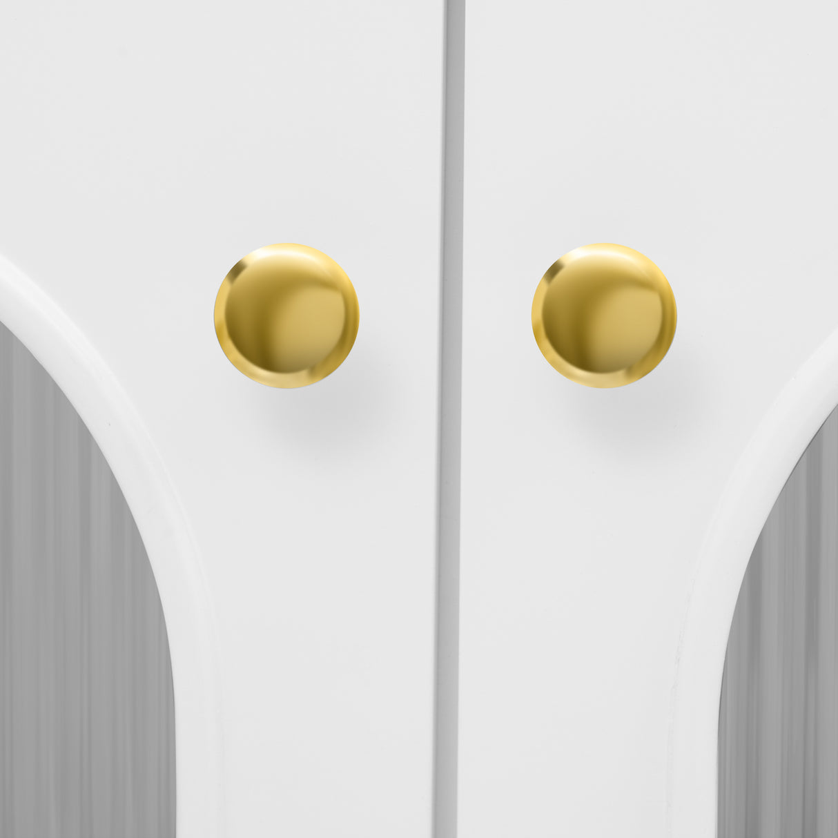 U-Can Modern TV Stand for TVs up to 80 Inches, Entertainment Center with 4 Cabinets, Wood with Metal Legs and Handles White - V.I.P Digital Presence