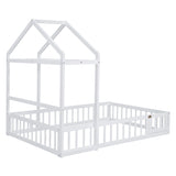 Wooden Full Size Children's Bed with Detachable Headboard and Integrated Clothes Drying Rack, White - V.I.P Digital Presence