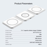 Cargador inalámbrico magnético plegable tres en uno Magsafe de 15 W con carga rápida para Apple Headset Watch