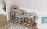 Furniture Style Dog Crate Side Table on Wheels with Double Doors and Lift Top.Grey,38.58''w x 25.5''d x 27.36''h - V.I.P Digital Presence