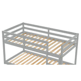 Twin over Twin Floor Bunk Bed,Grey - V.I.P Digital Presence