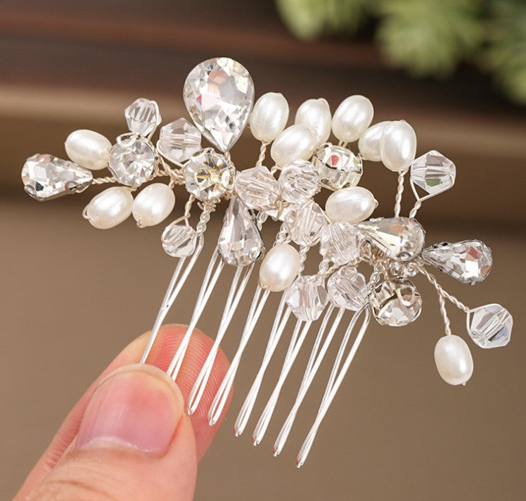 Simple wedding jewelry crystal pearl handmade crystal hair comb - V.I.P Digital Presence