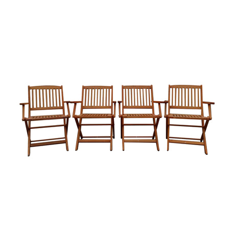 Foldable Patio Dining Set 4 Folding Chairs Indoor and outdoor universal Teak - V.I.P Digital Presence