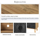 Black Carved Symmetrical Design Door And Wood Coloured Frame For TV Stand Table,Living Room ,Entryway - V.I.P Digital Presence