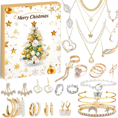 DIY creative children's bracelet jewelry 24-grid calendar Christmas holiday surprise blind box silver set - V.I.P Digital Presence