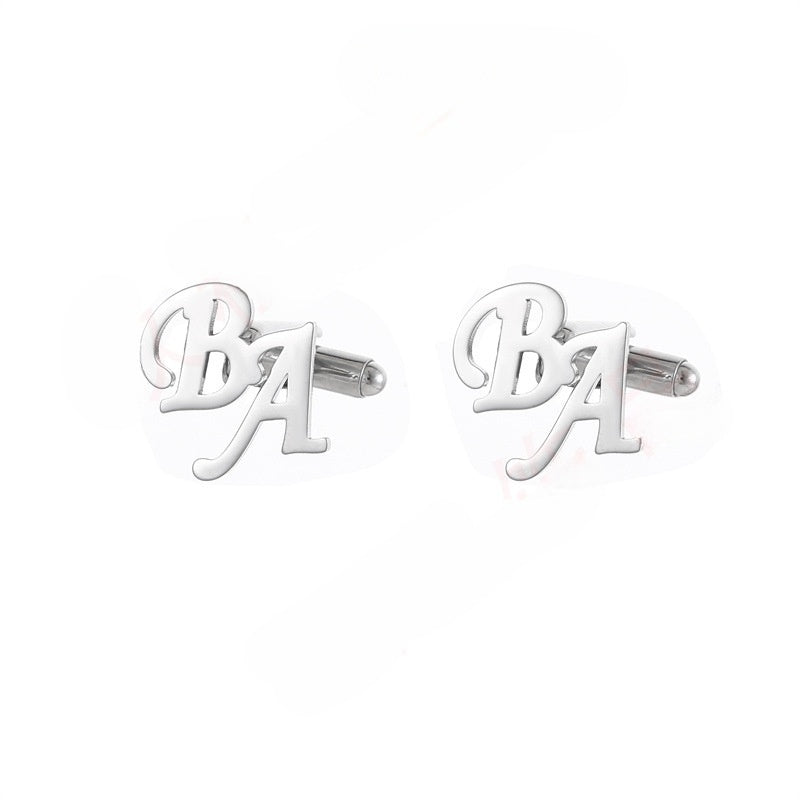 DIY custom French men's cufflinks with English letters cufflinks - V.I.P Digital Presence