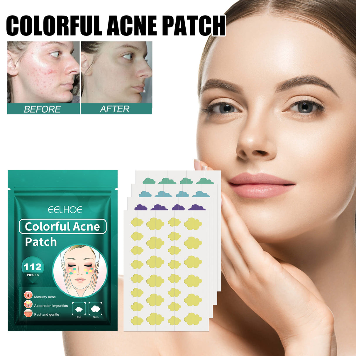 Colorful Acne Patch, Repair Pit Acne Print Smooth Skin Lightening Spot Clear Acne Facial - V.I.P Digital Presence