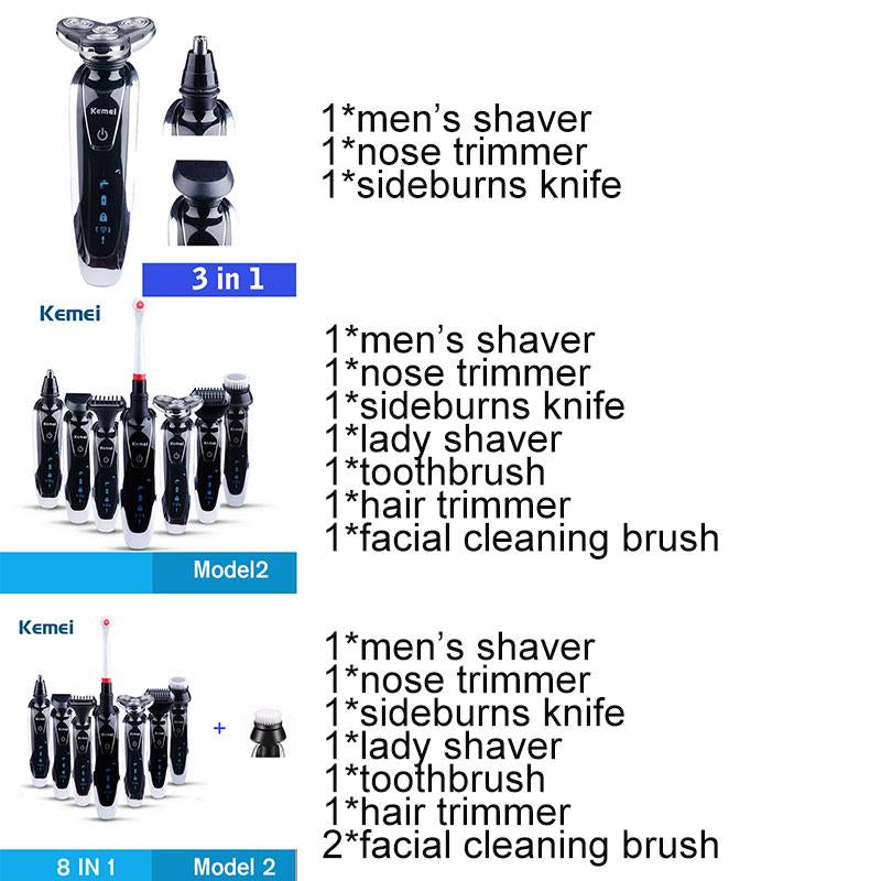 Kemei 7 in 1 Men's 3D Electric Shaver 3 in 1 Beard Trimmer Rechargeable Razor for Men Shaving - V.I.P Digital Presence
