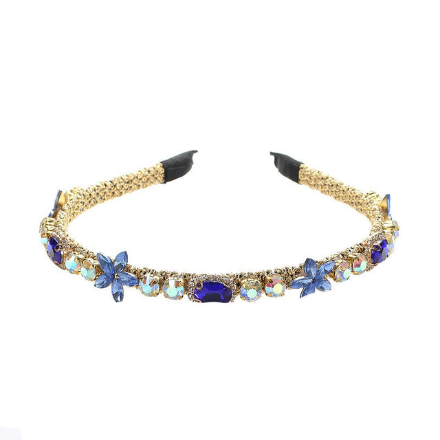 Crystal flower set with colorful glass diamond fine edge hair hoop - V.I.P Digital Presence