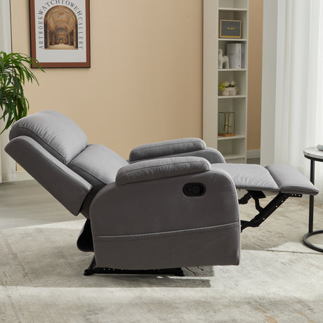 PU leather recliner massage chair with adjustable leg positions at the back, easy to reach side buttons - gray - V.I.P Digital Presence