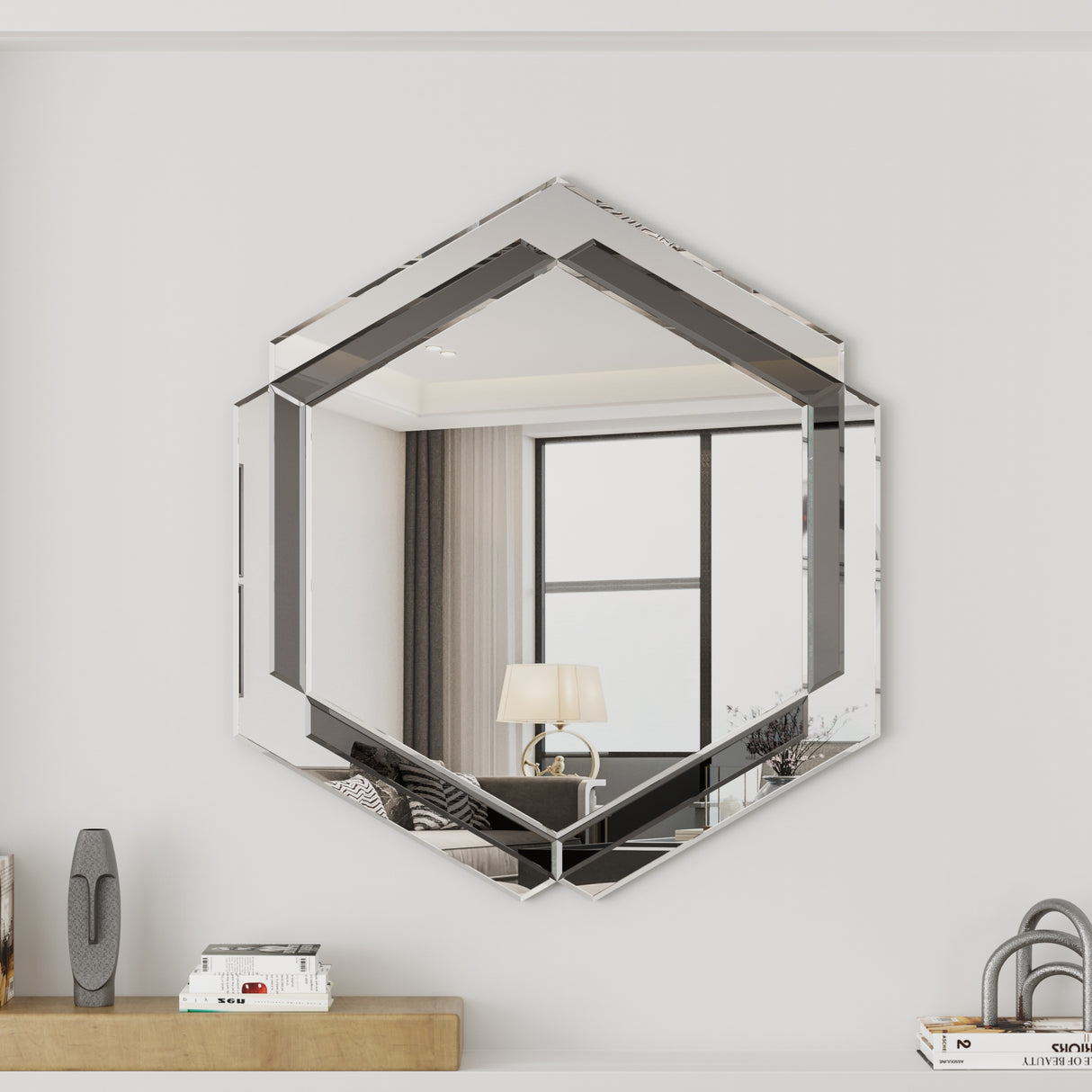 28 x 31.5 inches Wall-Mounted Silver Decorative Round Wall Mirror for Home, Living Room, Bedroom, Entryway - V.I.P Digital Presence